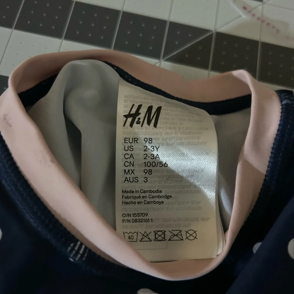 H&M Dark Blue Polka Dot Kids Swimwear